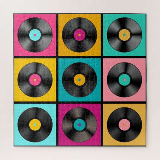  Vinyl Records Retro Achtergrond Legpuzzel (Verticaal)