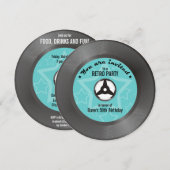 Vinyl Retro Feest Kaart (Voorkant / Achterkant)