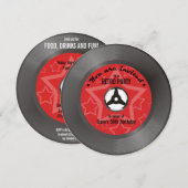 Vinyl Retro Feest Rood Kaart (Voorkant / Achterkant)