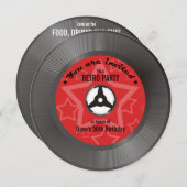 Vinyl Retro Party Red Kaart (Voorkant / Achterkant)