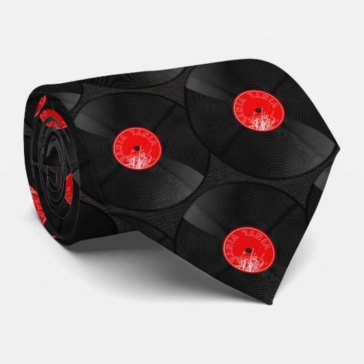 Vinyl Ritme – Retro Beats Stropdas (Opgerold)