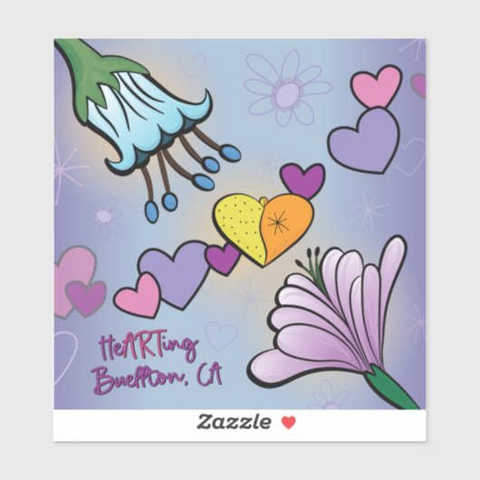 Vinyl Sticker - heARTing Flowers - Buellton.Art (Vel)