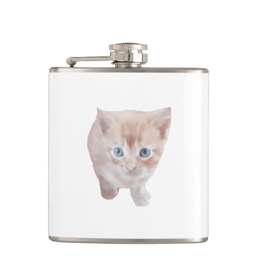 Vinyl verpakte kolf met schattig kat Afbeelding Heupfles (Voorkant)