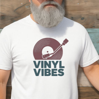VINYL VIBES ONLY VINTAGE LOOK RECORD PLAYER TEE T-SHIRT