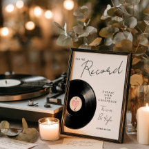 Vinyl voor het record bruiloft gastenboek teken