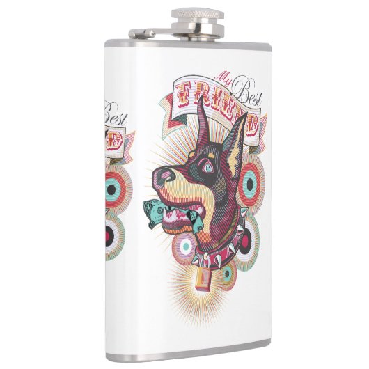 Vinyl Wrapped Flask – Urban Loyalty Doberman Art Heupfles (Rechts)