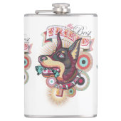 Vinyl Wrapped Flask – Urban Loyalty Doberman Art Heupfles (Voorkant)