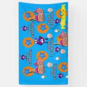 Vinylbanner, Happy 6th Birthday Banner, #6 Blue Spandoek (Verticaal)