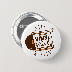 Vinylclub analoge muziekliefhebbers ronde button 5,7 cm