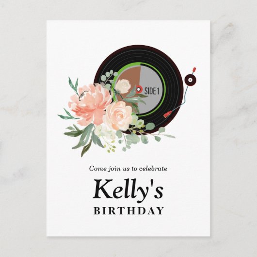vinyle anniversaire Invitation Carte postale (Devant)