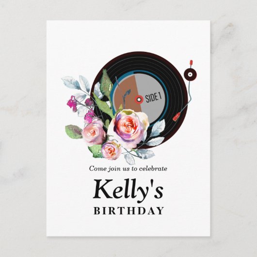 vinyle anniversaire Invitation Carte postale (Devant)