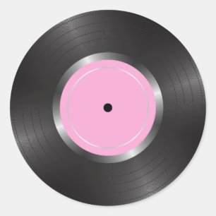 Vinyllange afspeelschijf ronde sticker