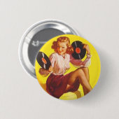 vinylmeisje ronde button 5,7 cm (Voorkant /achterkant)