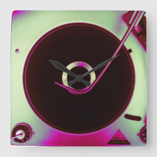  vinylopnameklok Retro Vierkante Klok