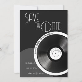 Vinylplaat Retro 70er Zwart Wit Minimalistisch Save The Date
