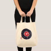 Vinylplaat Retro Grunge Met Sakura Bloesem Tote Bag (Voorkant (product))