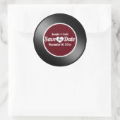 Vinylplaat rode bruiloft met als datum opslaan ronde sticker (Tas)