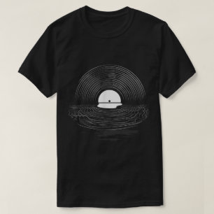Vinylplaat Zonsondergang Reflectie Design T-shirt