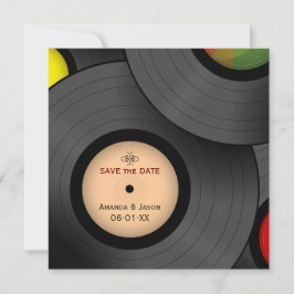 Vinylplaten Retro Save the Date uitnodiging