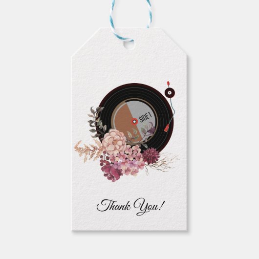 vinylplatenspeler bedankt jullie stickers cadeaulabel (Voorkant)