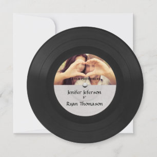 vinylrecord foto bruiloft Uitnodiging