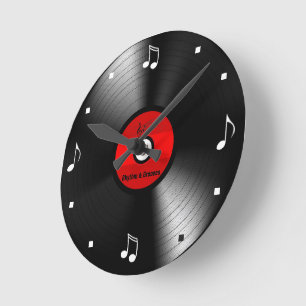 Vinylrecord met Muzieknoten Ronde Klok