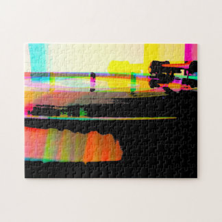 Vinylrecord op draaischijf legpuzzel