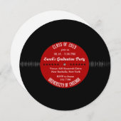 vinylrecord Retro | Modern Chic Afstuderen Invite Kaart (Voorkant / Achterkant)