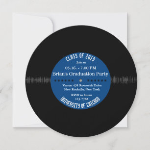 vinylrecord Retro Modern Chic Afstuderen Invite Kaart