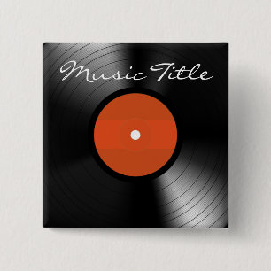 Vinylrecord Vierkante Button 5,1 Cm