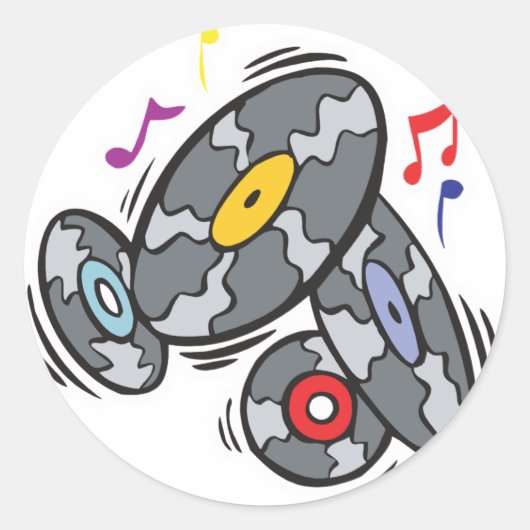 vinylrecords oude school ronde sticker (Voorkant)