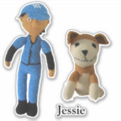 VinylSticker - Jongen en hond Sticker (Voorkant)