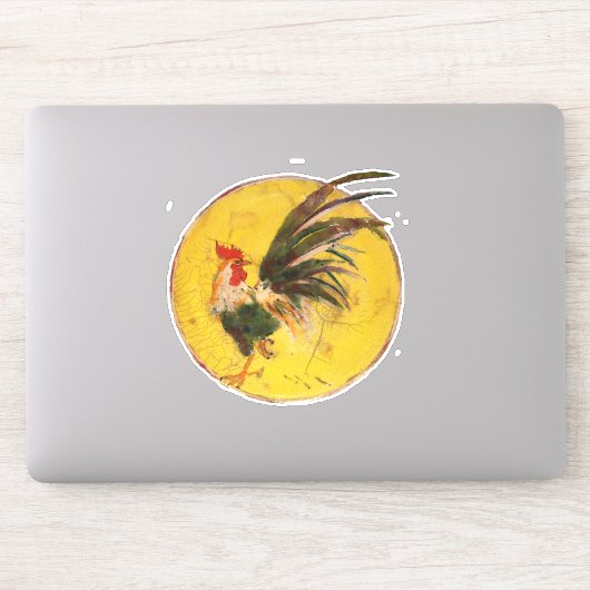 VinylSticker - Rooster en Sun Sticker (Computer)