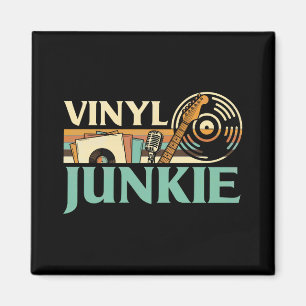 Vinylverslaafde LP-platen DJ-draaitafel Muziekcoll Magneet