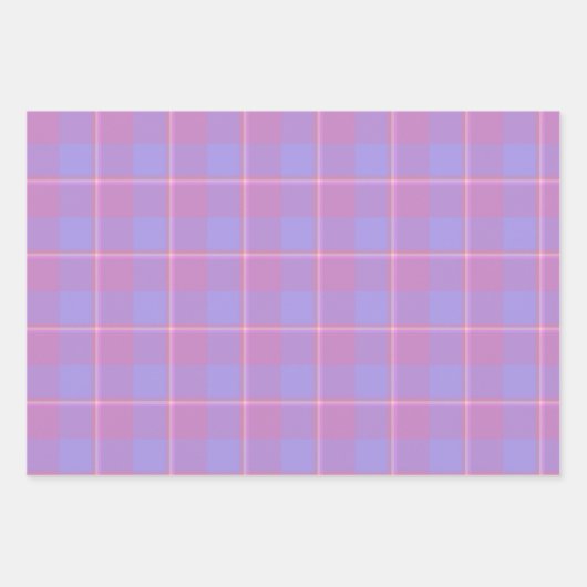 Viola and Dull Lavender Plaid Pink Purple Inpakpapier Vel (Voorkant 2)