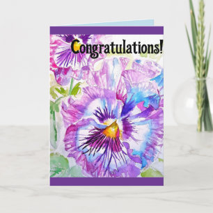 Viola Aquarel Bloem Bloemen Congratulatiekaart Kaart