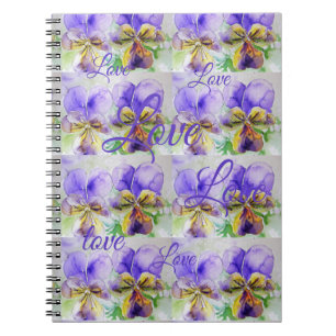 Viola Bloem Bloemen Paarse Patroon Liefde Notitieboek