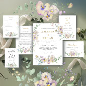  Viola eucalypt Floral Wedding Invitation