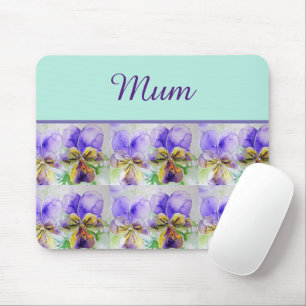 Viola Flower Aqua Stripe floral Moederdag Muismat