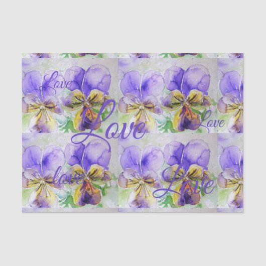  Viola Flower Floral Paars Pattern Love Tissuepapier (Voorkant)
