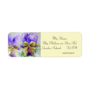 Viola Flower Waterverf Return Address Labels
