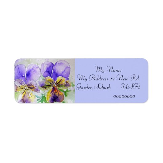 Viola Flower Waterverf Return Address Labels (Voorkant)