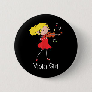 Viola Girl - Violist Symphony Band Jazz Music Love Ronde Button 5,7 Cm