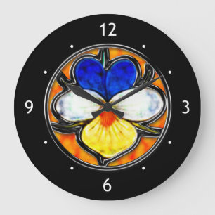 Viola Glas in lood Inset Grote Klok