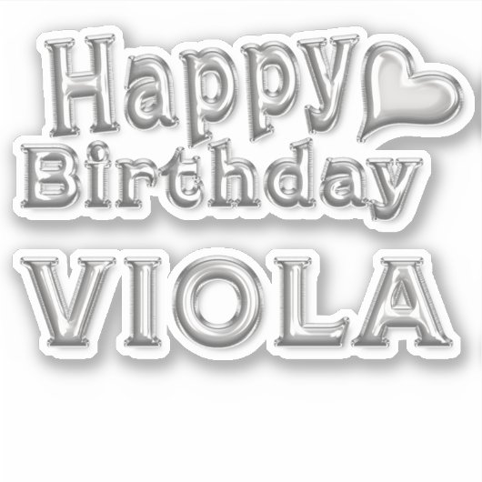Viola Happy Birthday silver Aufkleber Sticker (Voorkant)