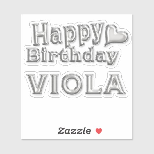 Viola Happy Birthday silver Aufkleber Sticker (Vel)