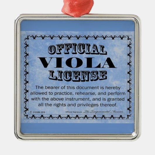 Viola License Metal Ornament (Voorkant)