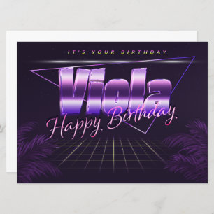 Viola Nom Prénom lila retro Carte Anniversaire