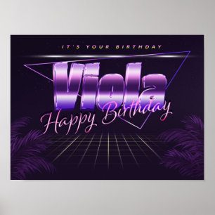 Viola Nom Vorname lila retro Poster Geburtstag