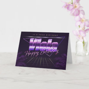 Viola prénom nom carte rétro lilas anniversaire